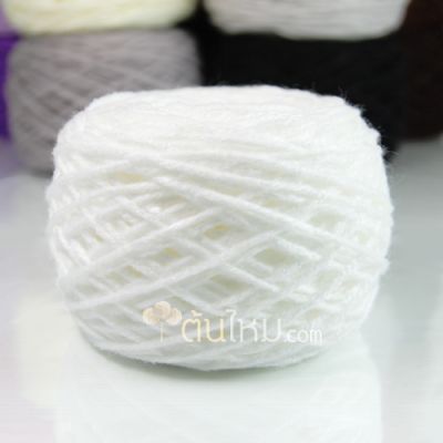 ไหมพรมเส้นใหญ่ 3ply สีขาว ขนาดเส้น 3mm.