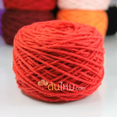 ไหมพรมเส้นใหญ่เงา 3ply สีแดง