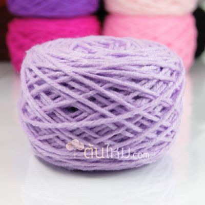 ไหมพรมเส้นใหญ่เงา 3ply สีม่วงอ่อน