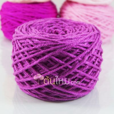 ไหมพรมเส้นใหญ่ 3ply สีม่วงอมชมพู ขนาดเส้น 3mm.
