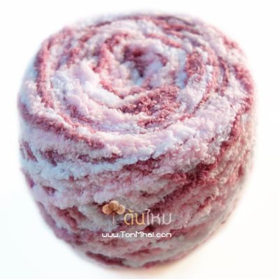 ไหมพรมขนแกะเหลือบ สีขาว/ชมพูอ่อน/ชมพูกะปิ
