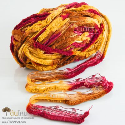 ไหมตาข่ายอุด้ง น้ำตาล-ทอง-ทับทิม (Golden Brown Ruby)