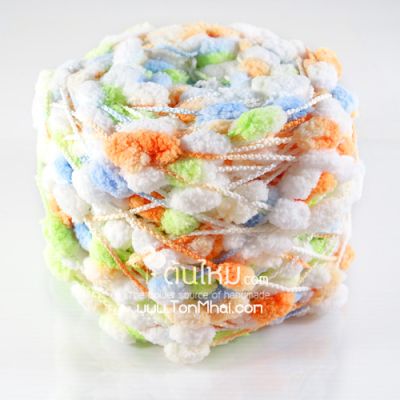 ไหมพรมรังไหม ขาว-ส้ม-เขียว-ฟ้า SugarTopping