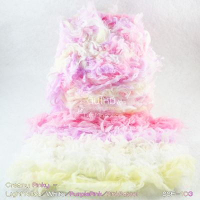 ไหมพรมขนเฟอร์ ซิลค์กี้ ซอฟท์ (Silky Soft Fur) สีครีมมี่พิ๊งกี้ - เหลืองอ่อน/ขาว/ชมพูม่วง/ชมพูพาสเทล (Creamy Pinky)
