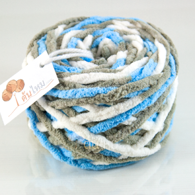 ไหมพรมอูด้ง ขาว/ฟ้า/เทา White-SkyBlue-Grey