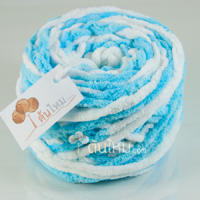 ไหมพรมอูด้ง ขาว/ฟ้าน้ำนม White-MilkyBlue