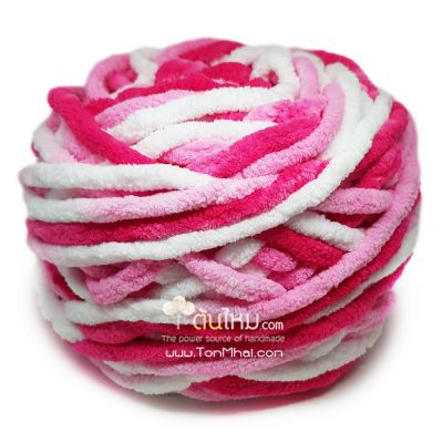 ไหมพรมอูด้ง สีสตรอเบอรี่โยเกิร์ต ขาว/ชมพูอ่อนหวาน/ชมพูเข้มสตรอเบอรี่ (Strawberry Yogurt)
