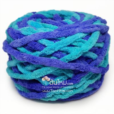 ไหมพรมอูด้ง สีฟ้าโดเรม่อนและฟ้าอมม่วงสติ๊ทซ์ (Doraemon Blue and Blue Violet Stitch)