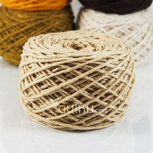ไหมพรมเส้นใหญ่ 3ply สีน้ำตาลไวท์มอลต์ ขนาดเส้น 3mm.