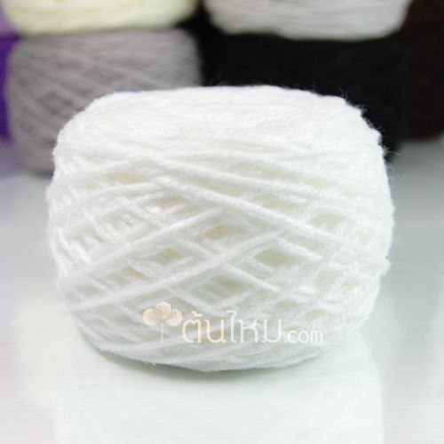 ไหมพรมเส้นใหญ่ 3ply สีขาว ขนาดเส้น 3mm.