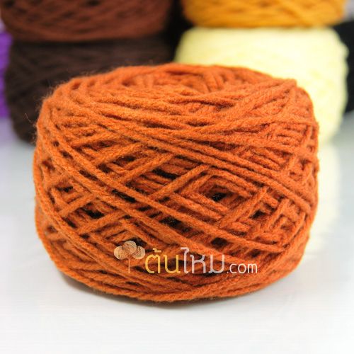ไหมพรมเส้นใหญ่ 3ply สีน้ำตาลแดง