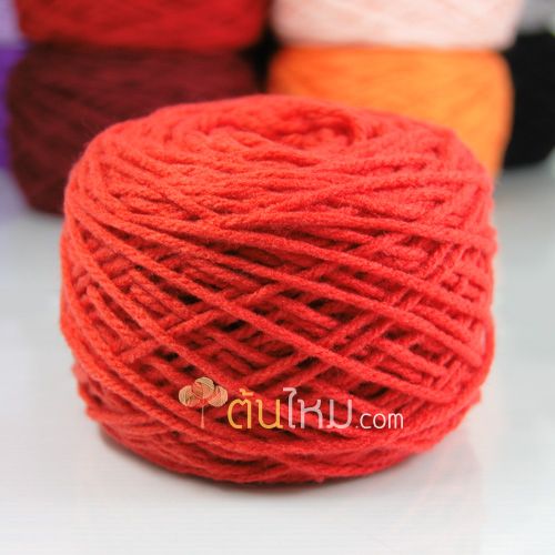 ไหมพรมเส้นใหญ่เงา 3ply สีแดง