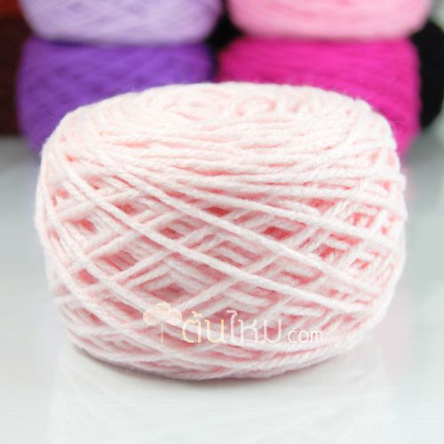 ไหมพรมเส้นใหญ่เงา 3ply สีชมพูอ่อน