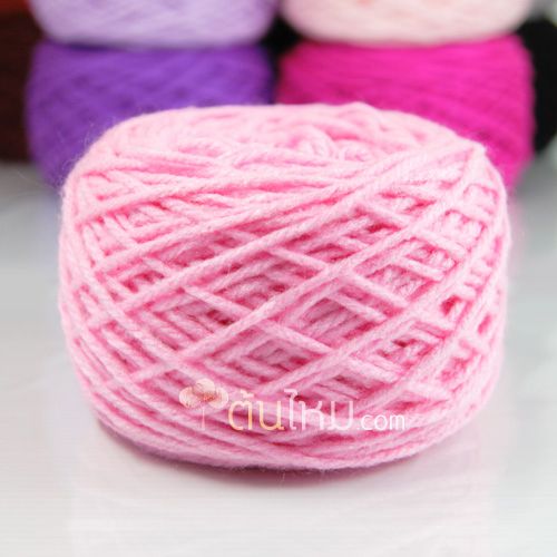 ไหมพรมเส้นใหญ่เงา 3ply สีชมพูหวาน