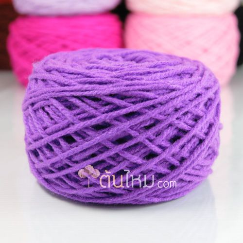 ไหมพรมเส้นใหญ่เงา 3ply สีม่วงไทยพาณิชย์