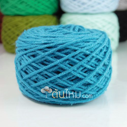 ไหมพรมเส้นใหญ่ 3ply สีน้ำเงินเทอร์ควอยส์ ขนาดเส้น 3mm.