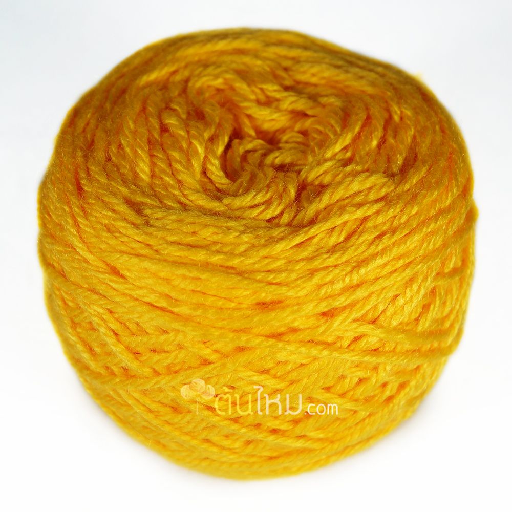 ไหมพรมเส้นใหญ่เงา 3ply สีเหลืองอมส้ม หมีพูห์