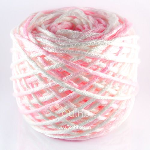 ไหมพรม คอตตอน เพิร์ล ซากุระ ขาว/ชมพูอ่อนหวาน (Sakura White/Pink)
