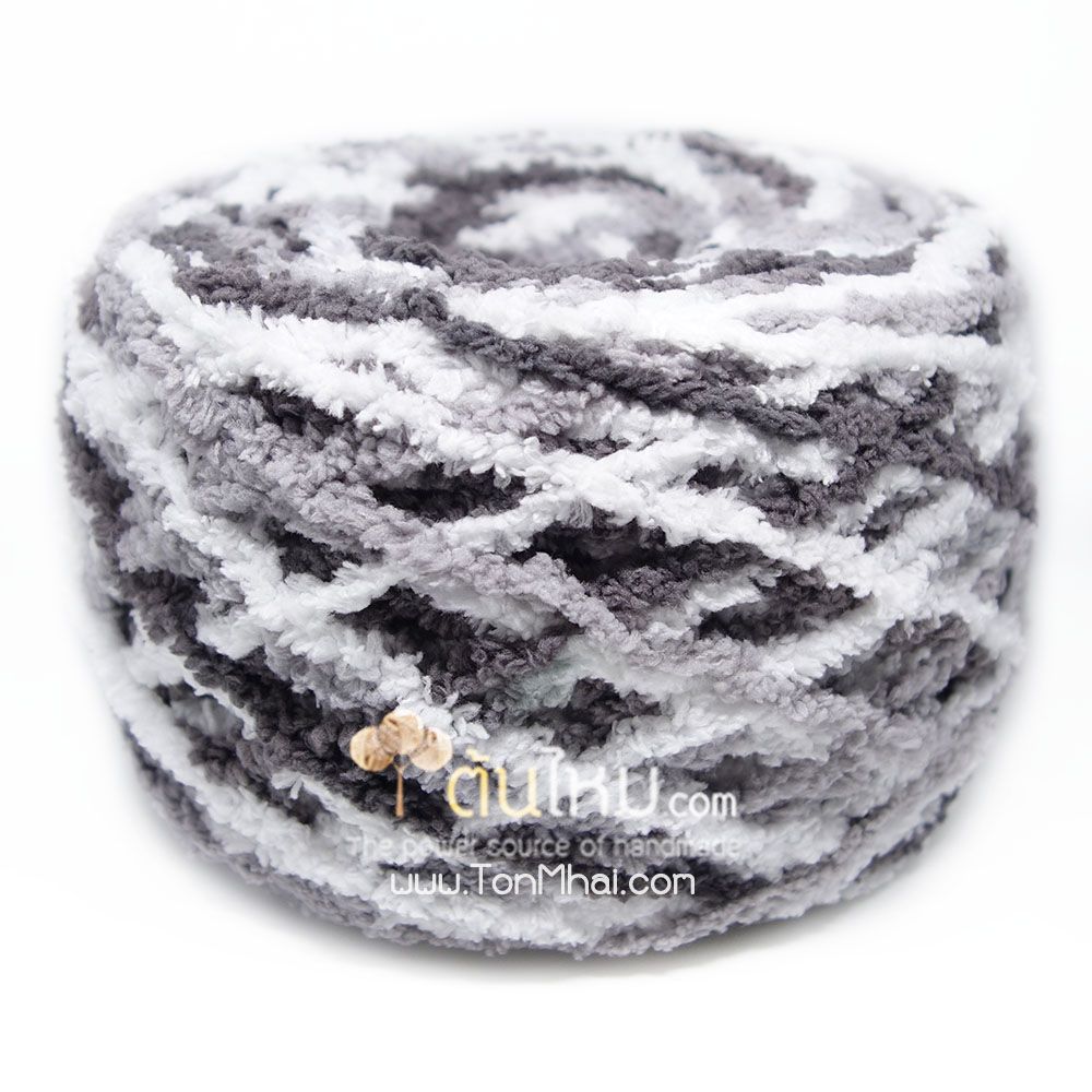 ไหมพรมขนแกะเหลือบ สีขาว/เทาอ่อน/เทาเข้ม (White/LightGray/DarkGray)