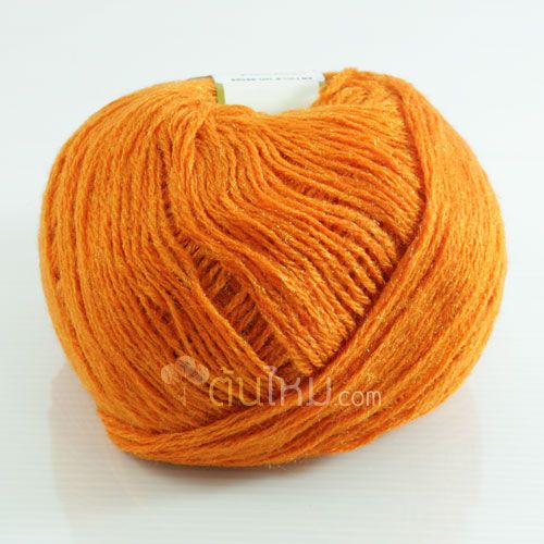 ไหมพรม ประกายวิ้ง (momotara) สีส้มเข้ม ประกายทอง