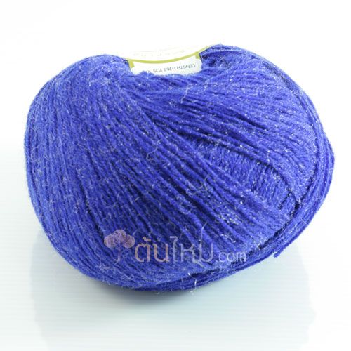 ไหมพรม ประกายวิ้ง (momotara) สีน้ำเงิน ประกายเงิน