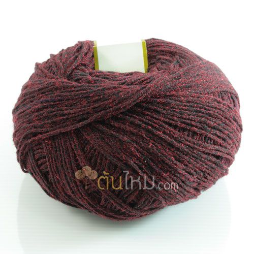 ไหมพรม ประกายวิ้ง (momotara) สี ดำ ประกายแดง