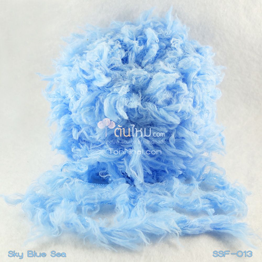 ไหมพรมขนเฟอร์ ซิลค์กี้ ซอฟท์ (Silky Soft Fur) สีท้องฟ้าน้ำทะเล (Sky Blue Sea)