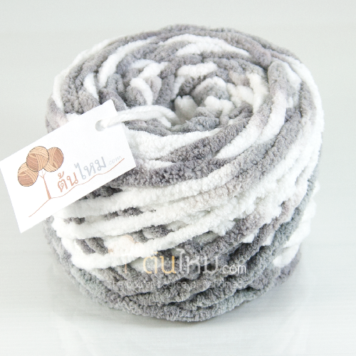 ไหมพรมอูด้ง ขาว/เทา White-Grey