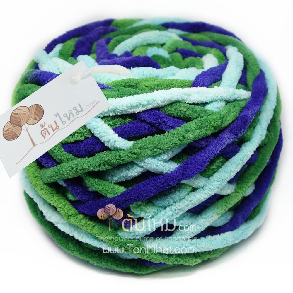 ไหมพรมอูด้ง สีมรกตสดอ่อนไพลินสด เขียวเข้ม/เขียวอ่อน/น้ำเงินสด (Fresh Light Emerald Sapphire)