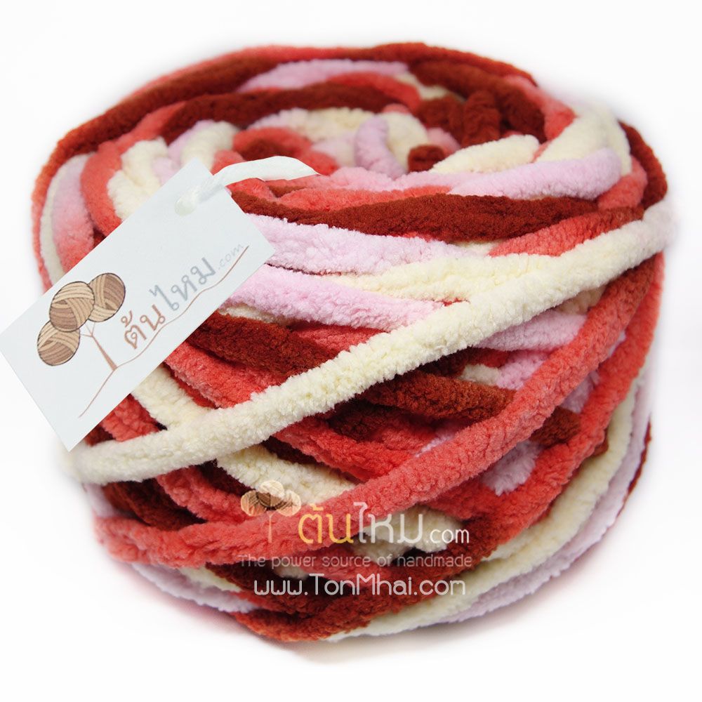 ไหมพรมอูด้ง สีครีมเบอรี่มิ๊กซ์ ครีม/ชมพูอ่อน/แดงอ่อน/แดงเบอร์รี่ (Cream Berry Mixed)